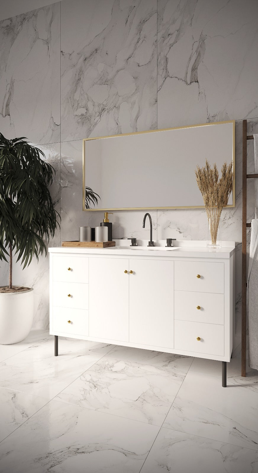 48" Floor Vanity with Single Sink – Abundant Storage