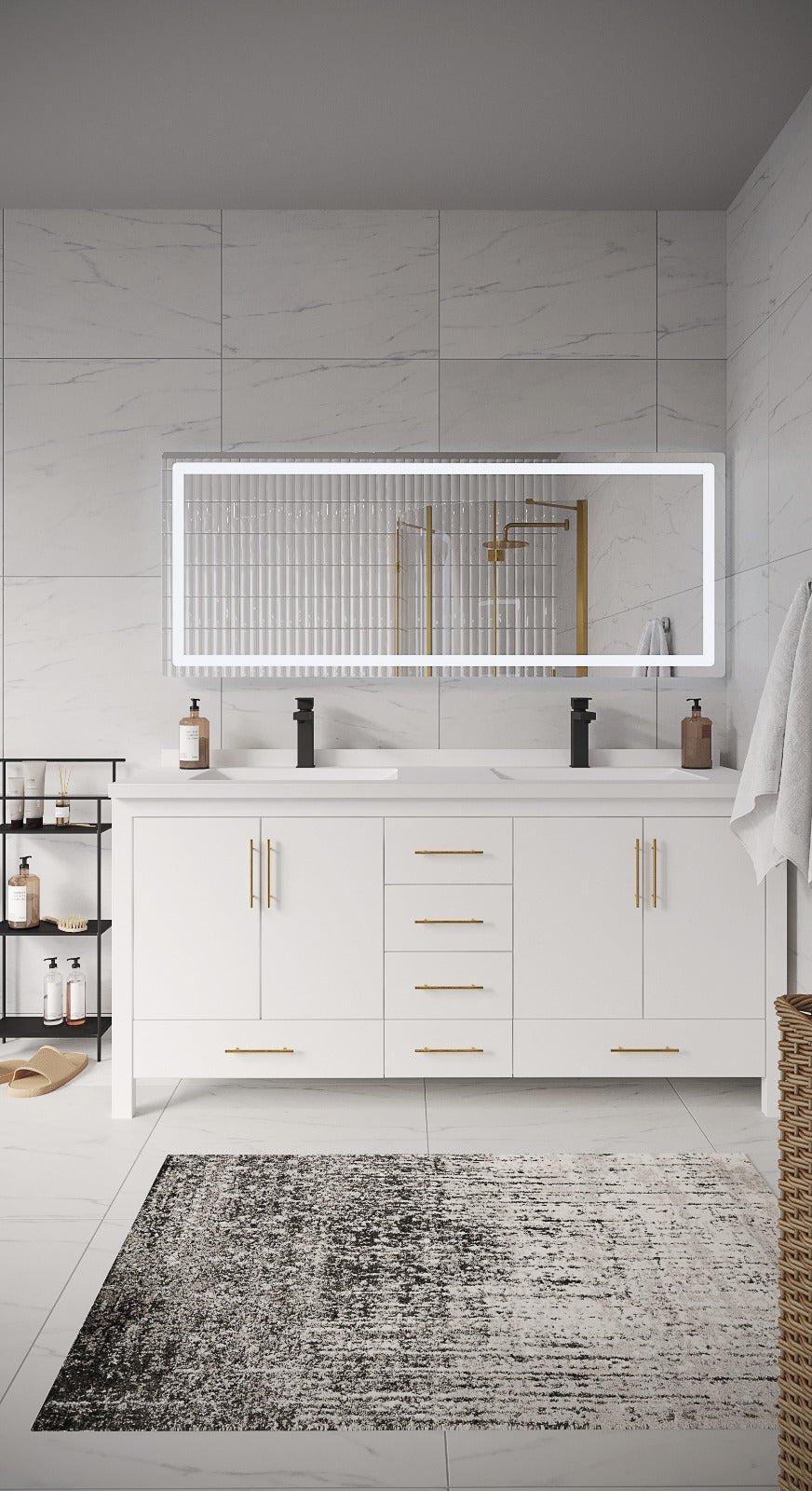 60" Master Bathroom Elegance: Floor Vanity with Ample Storage